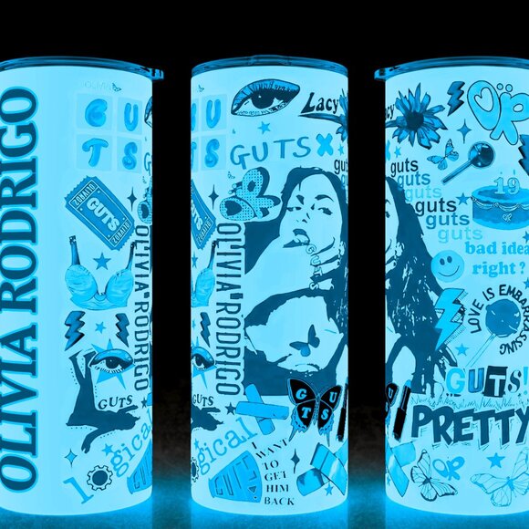 Glow in the Dark Olivia Rodrigo Guts World Tour Purple Collage Cup Mug Tumbler - Picture 1 of 4